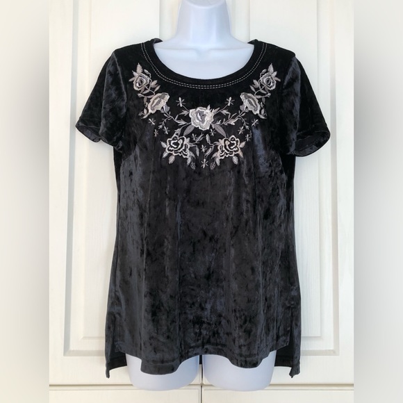Curations Embroidered Velvet Top - Picture 7 of 7